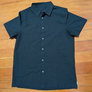 Vuori Manhattan Shirt Men Small S Black Short Lightweight Stretch Button Up